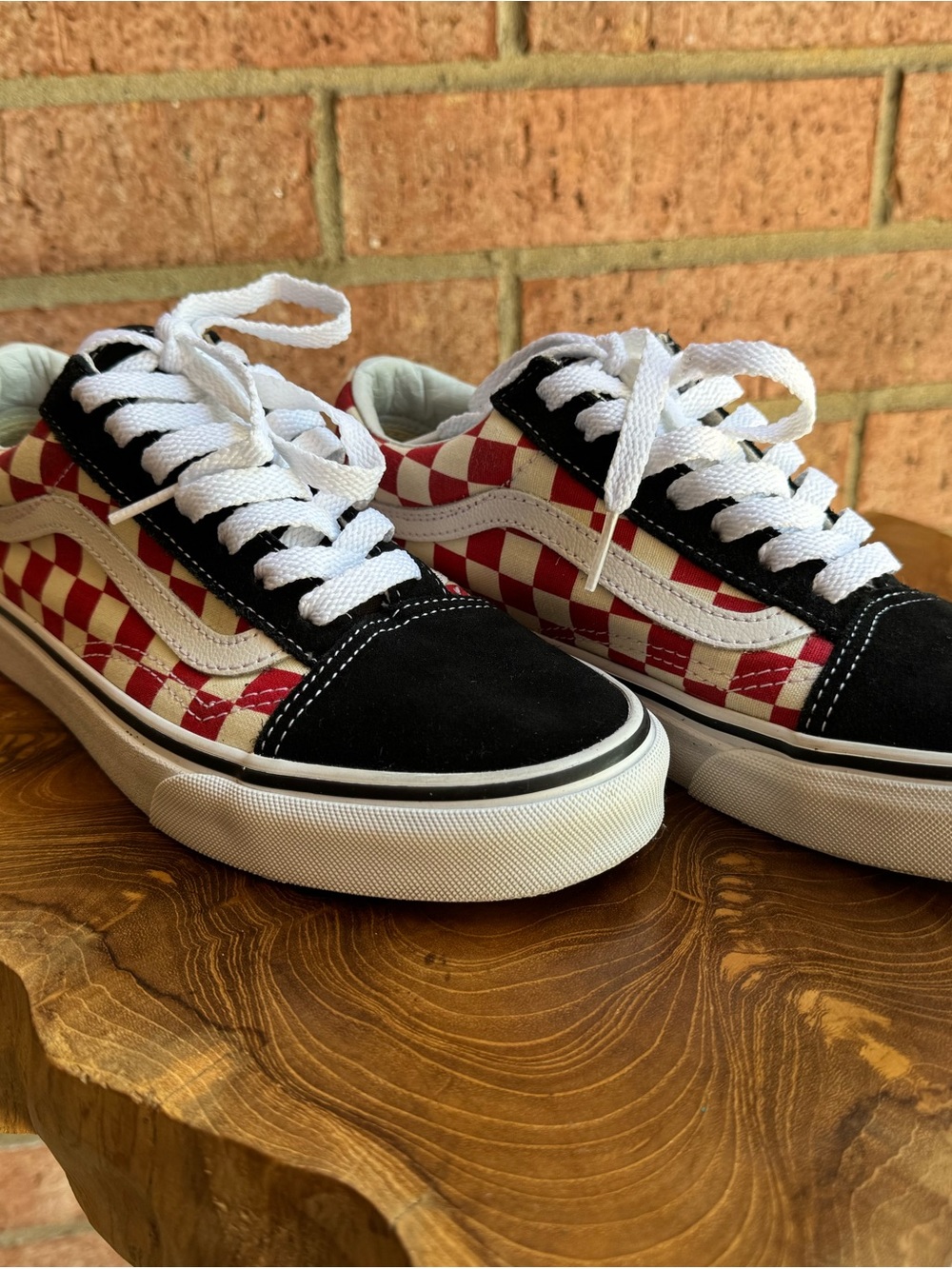 Vans Women's Checkerboard Low Top Sneakers 6.5 Red Black White Skate Shoes